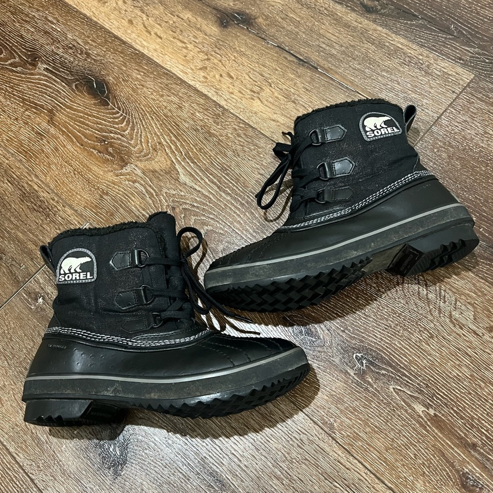 Sorel tivoli glitter waterproof winter boots black size 9 - Picture 7 of 12